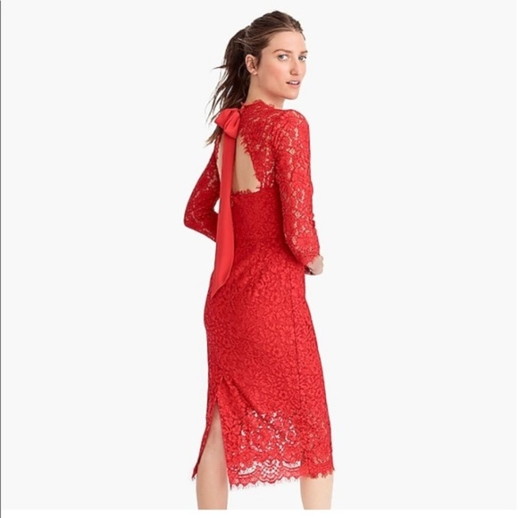 J. Crew Dresses & Skirts - J.Crew NWOT Long-sleeve red lace sheath dress
